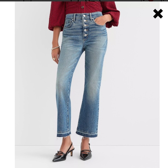 LOFT Button-Fly HIGH RISE CROP KICK Jeans EXCELLENT Sz 12 - Picture 1 of 5